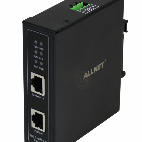 ALLNET PoE Injektor Industrial Gigabit / PoE BT (15,4W/30W/90W) / DIN / Metallgehäuse / „ALL-PI2014-I-BT90“