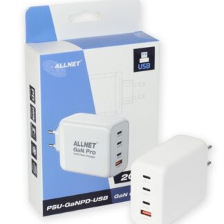ALLNET Ersatznetzteil QC USB-C PD GaN Netzteil Power Supply 200 Watt 1x USB Typ-A QC, 3x USB Typ-C**EU PLUG**