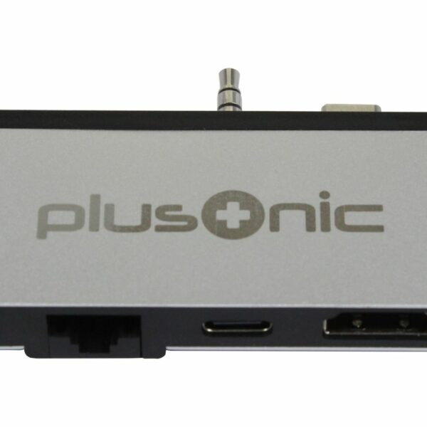 Plusonic Docking Adapter/Hub für Microsoft Surface Go, 5in1: USB 3.0/RJ45 Gigabit-Ethernet/Type-C/HDMI/AUX