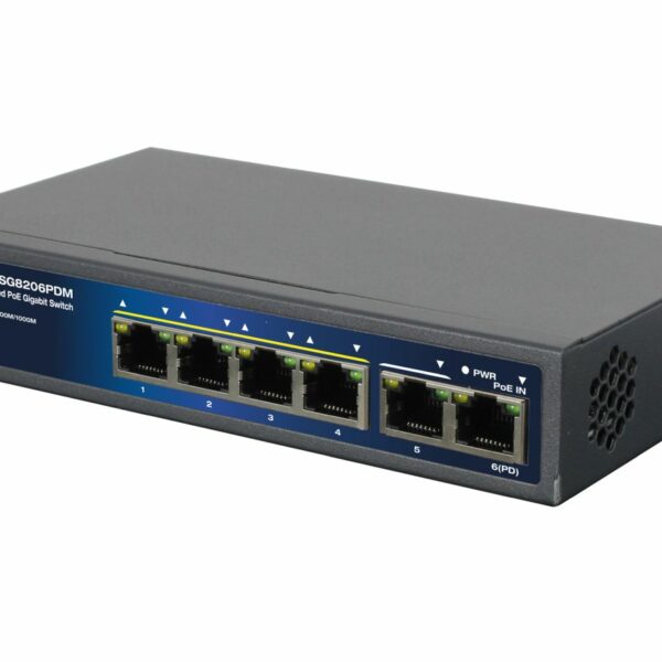 ALLNET Switch smart managed 6 Port Gigabit 95W / 4x PoE / 1x Gigabit / 1x PoE 90W BT In / „ALL-SG8206PDM“
