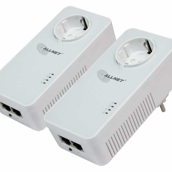 ALLNET Powerline 1200Mbit 2er Bundle Bridge RJ45 HomePlugV2 „SmartLink“ Passtrough ALL1681205v2