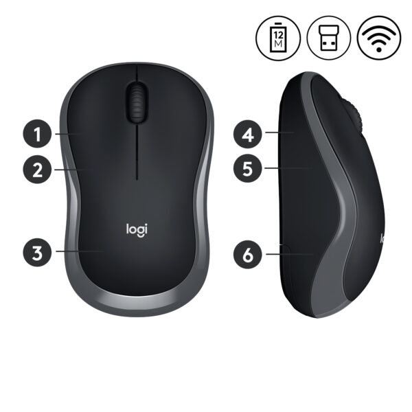 Logitech M185 Maus Büro Beidhändig RF Wireless Optisch 1000 DPI - Image 4