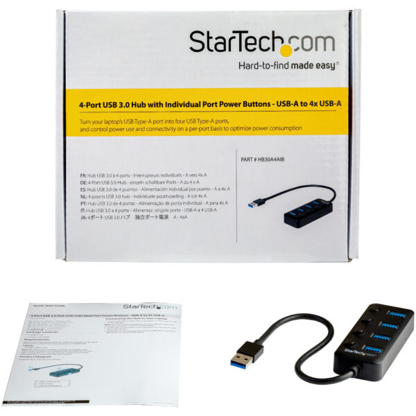 StarTech.com 4 Port USB 3.0 Hub - USB-A auf 4x USB 3.0 Typ A mit einzelnen Ein/Aus-Schaltern - SuperSpeed 5 Gbit/s USB 3.2 Gen 1 - bus-powered - 25 cm Kabel - Image 4