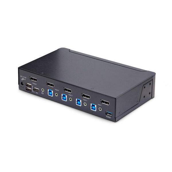 StarTech.com 4-Port 8K KVM-Switch DisplayPort 1.4, 8K 60Hz / 4K 144Hz, DP 1.4, 2x USB 3.0 Ports, 4x USB 2.0 HID Ports, KVM DisplayPort Umschalter, Taste & Hotkey, MST Pass-Through - OS unabhängig, Metallgehäuse - Image 2