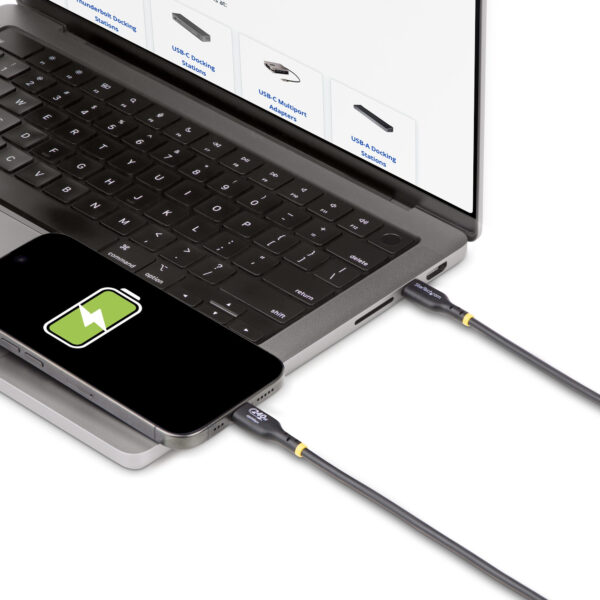 StarTech.com 3 Meter USB-C Ladekabel, USB-IF zertifiziert, USB C Schnellladekabel, 240W PD 3.1 EPR, USB C 2.0 Laptop-Ladekabel, USB-C Datenübertragungskabel, TPE-Mantel, M/M - Image 7