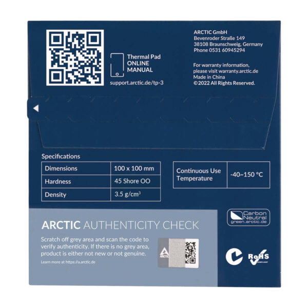 ARCTIC TP-3 Premium Performance Thermal Pad 100 x 100 mm, 1.5 mm - Image 5