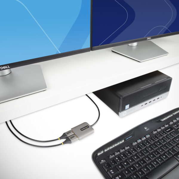 StarTech.com 2-Port Multi-Monitor DisplayPort Adapter, DP auf 2x DisplayPort 1.4 Splitter, Dual 5K 60Hz Computer MST Hub, Extra Langes Integriertes Kabel, nur Windows - Image 6