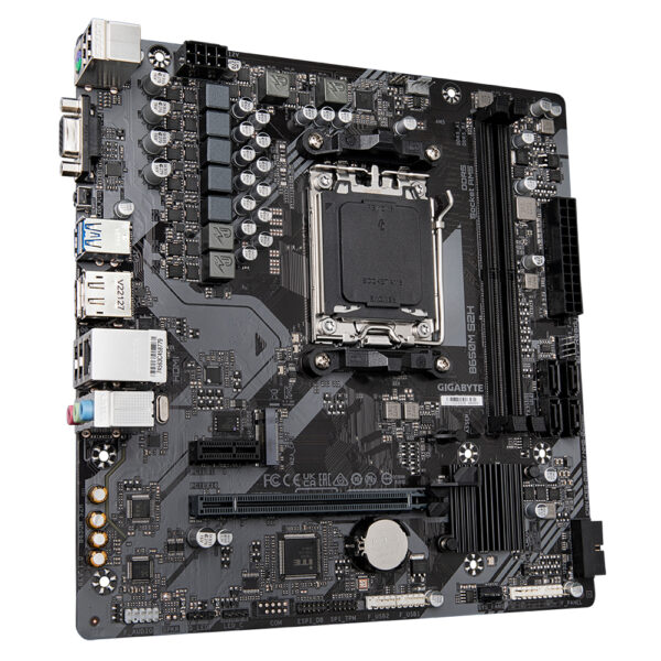 GIGABYTE B650M S2H Mainboard - AMD Ryzen 9000er-Serie, 5+2+2 Phasen VRM, bis zu 6400 MHz DDR5 (OC), 1xPCIe 4.0 M.2, GbE LAN, USB 3.2 Gen 1 - Image 2