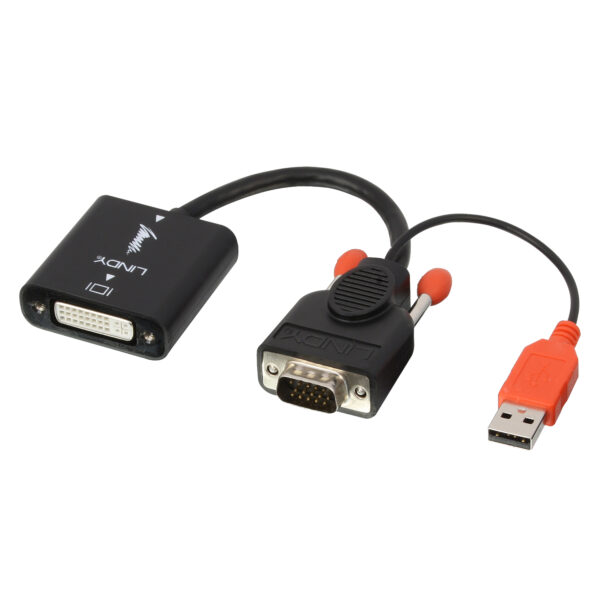 Lindy 38184 Videokabel-Adapter 0,2 m DVI-D VGA (D-Sub) + USB Schwarz, Orange - Image 2