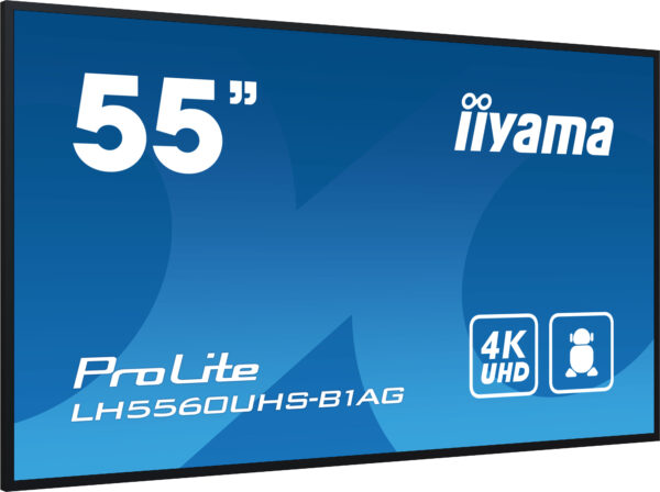 iiyama LH5560UHS-B1AG Signage-Display Digitale A-Platine 139,7 cm (55") LED WLAN 500 cd/m² 4K Ultra HD Schwarz Eingebauter Prozessor Android 11 24/7