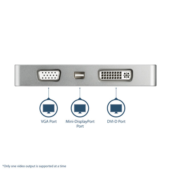 StarTech.com Aluminium Reise A/V Adapter 4-in-1 USB-C auf VGA, DVI, HDMI oder mDP - 4K - Image 3