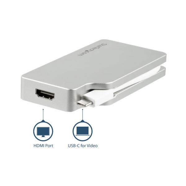 StarTech.com Aluminium Reise A/V Adapter 4-in-1 USB-C auf VGA, DVI, HDMI oder mDP - 4K - Image 4