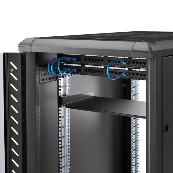 StarTech.com 1HE Serverschrank Fachboden - 1U Universal-Rack-Montage-Server-Rack-Regal für 19 Zoll Netzwerkschränke - Heavy Duty Stahl - Tragfähigkeit 20 kg - 25cm tiefe Ablage, schwarz - Image 5