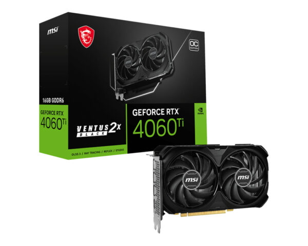 MSI VENTUS GEFORCE RTX 4060 TI 2X BLACK 16G OC Grafikkarte NVIDIA 16 GB GDDR6