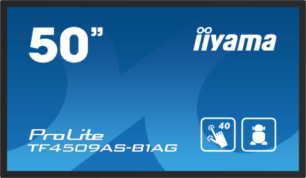 iiyama TF5039AS-B1AG Signage-Display Digital Signage Flachbildschirm 125,7 cm (49.5") LED 500 cd/m² 4K Ultra HD Schwarz Touchscreen Eingebauter Prozessor Android 24/7