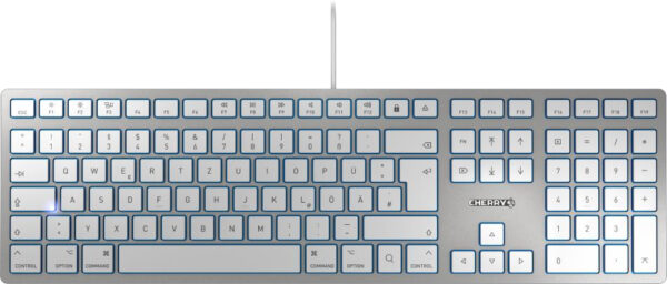 CHERRY KC 6000 SLIM für MAC Kabelgebundene Tastatur, Silber/ Weiß, USB (QWERTZ - DE)