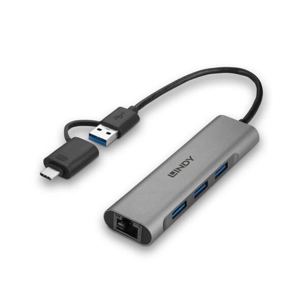 Lindy 43379 Schnittstellen-Hub USB 3.2 Gen 1 (3.1 Gen 1) Type-A + Type-C 5000 Mbit/s Grau - Image 5