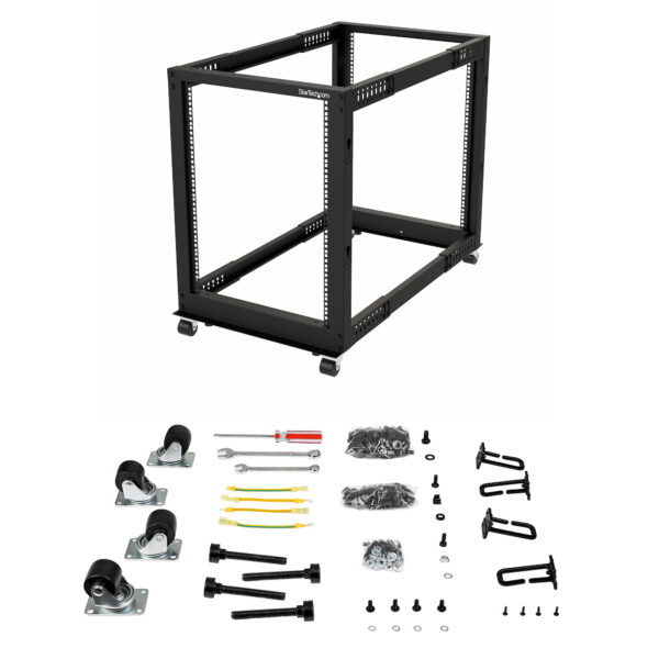 StarTech.com 4-Pfosten 15 HE Mobiles Open Frame Serverrack, 19 Zoll Netzwerk Rack mit Rädern, Rack für Computer/AV/Daten/IT Geräte - Rollen, Nivellierfüße oder Bodenmontage - Image 7