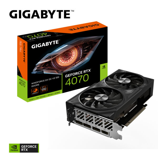 GIGABYTE GeForce RTX 4070 WINDFORCE 2X OC V2 12G Grafikkarte - 12GB GDDR6, 192bit, PCI-E 4.0, 2490MHz Core Clock, 3 x DisplayPort 1.4a, 1 x HDMI 2.1a, NVIDIA DLSS 3, GV-N4070WF2OCV2-12GD - Image 2