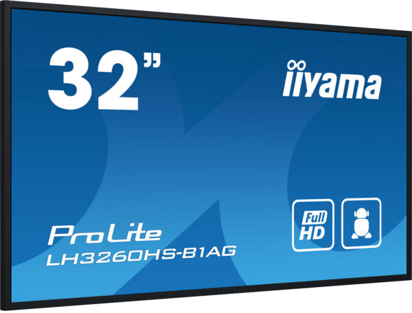 iiyama LH3260HS-B1AG Signage-Display Digitale A-Platine 80 cm (31.5") LED WLAN 500 cd/m² Full HD Schwarz Eingebauter Prozessor Android 11 24/7