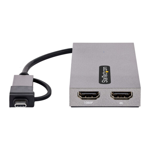 StarTech.com USB HDMI Dual Monitor Adapter, USB A/C auf HDMI (1x 4K30Hz, 1x 1080p), externe grafikkarte, 11cm Kabel und USB A auf USB C Dongle inkl., USB 3.0 zu HDMI Bildschirm Adapter, Windows, Chrome OS & macOS - Image 3