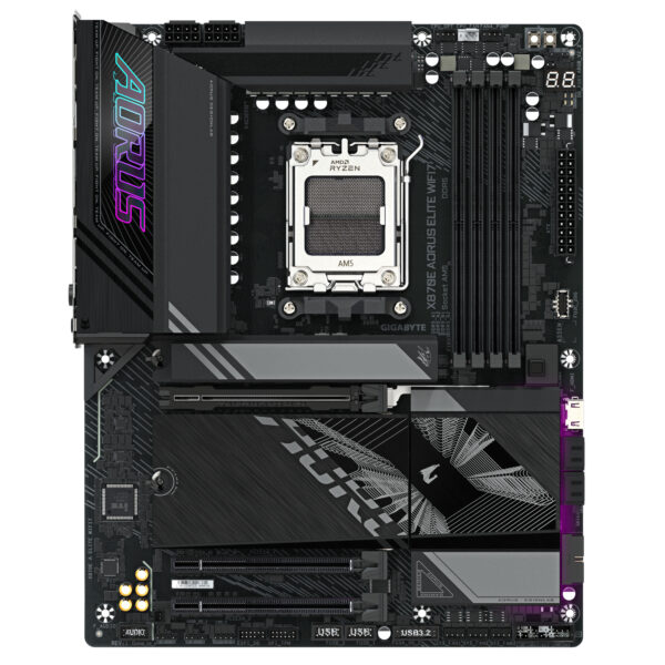 GIGABYTE X870E AORUS ELITE WIFI7 Mainboard - Unterstützt AMD Ryzen 9000 CPUs, 16+2+2 Phasen digitales VRM, bis zu 8000Hz DDR5 (OC), 3xPCIe 5.0 + 1xPCIe 4.0, Wi-Fi 7, 2.5GbE LAN, USB 4 - Image 2