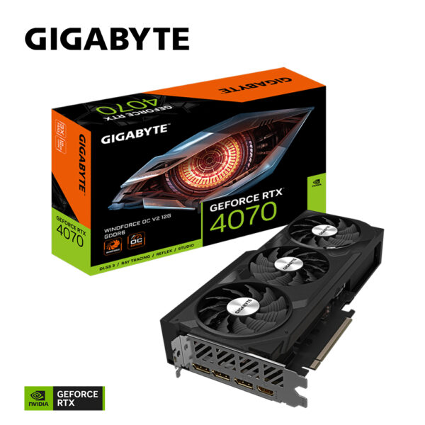 GIGABYTE GeForce RTX 4070 WINDFORCE OC V2 12G Grafikkarte - 12GB GDDR6, 192bit, PCI-E 4.0, 2490MHz Core Clock, 3 x DisplayPort 1.4a, 1 x HDMI 2.1a, NVIDIA DLSS 3, GV-N4070WF3OCV2-12GD - Image 2