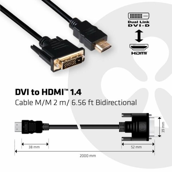 CLUB3D DVI auf HDMI 1.4 Kabel St./St. 2 meter, Bidirektional - Image 5