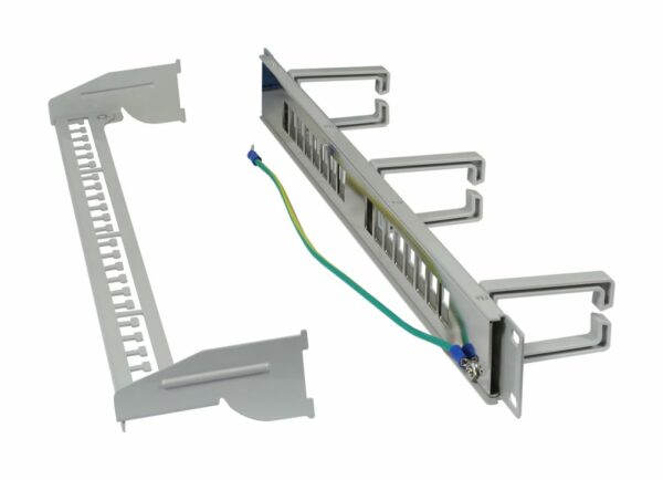 Patch Panel 16xTP,CAT6A, incl.Keystone Slim-line, 19", 1HE(t 92mm) mit Kabelbügel, Lichtgrau, Synergy 21, - Image 4