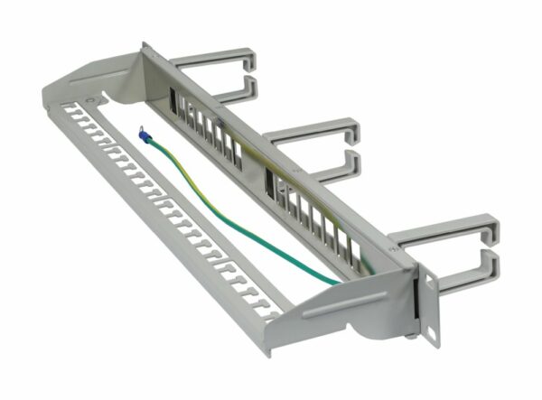 Patch Panel 16xTP,CAT6A, incl.Keystone Slim-line mit Kabelklemme, 19", 1HE(t 92mm) mit Kabelbügel, Lichtgrau, Synergy 21, - Image 3