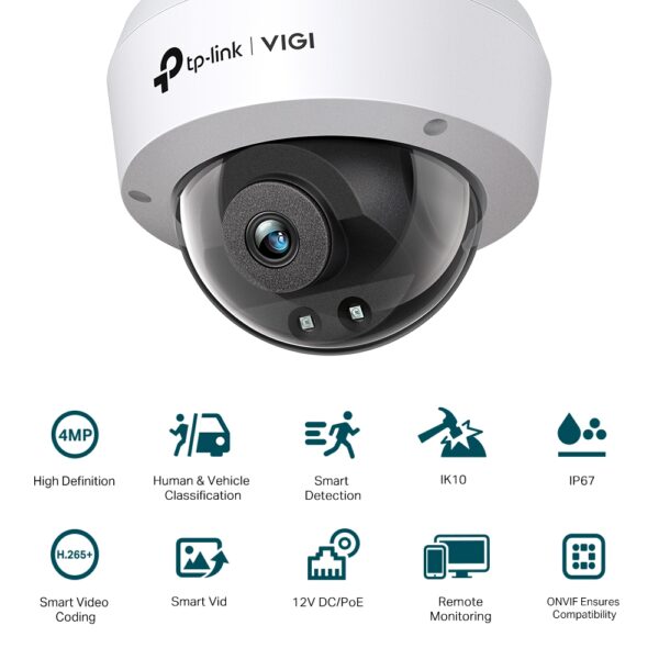 TP-Link VIGI 4MP IR Dome Netzwerkkamera, 4mm Linse - Image 2