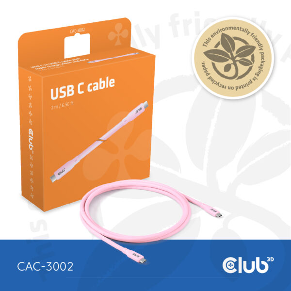 CLUB3D USB C Kabel Pink - Image 7