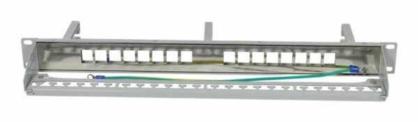 Patch Panel 16xTP,CAT6A, incl.Keystone Short mit Kabelklemme, 19", 1HE(t 92mm) mit Kabelbügel, Lichtgrau, Synergy 21, - Image 2