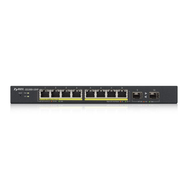 Zyxel GS1900-10HP Managed L2 Gigabit Ethernet (10/100/1000) Power over Ethernet (PoE) Schwarz - Image 2