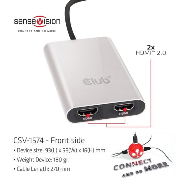 CLUB3D Thunderbolt 3 auf Dual HDMI 2.0 Adapter - Image 5