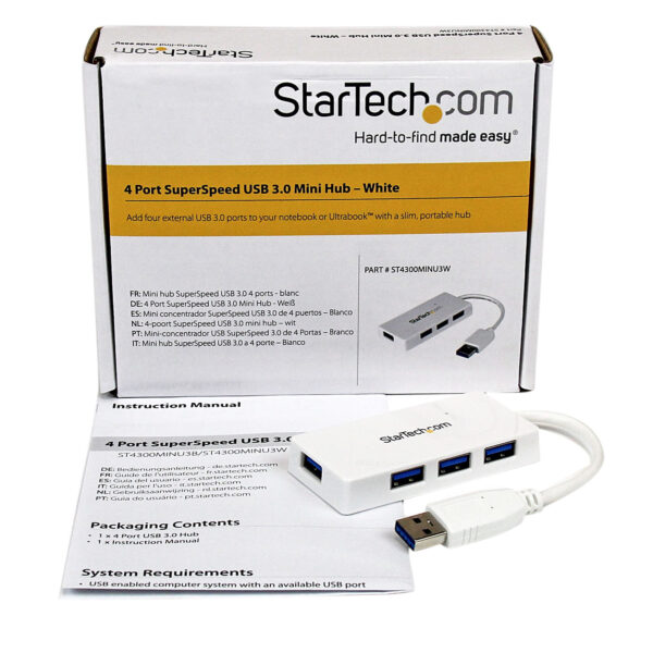 StarTech.com 4 Port USB 3.0 SuperSpeed Mini Hub - 5Gbps - Weiß - Image 6