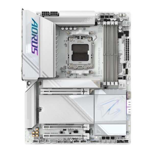 GIGABYTE X870E AORUS PRO ICE Motherboard - Unterstützt AMD Ryzen 9000 CPUs, 16+2+2 Phasen Digital VRM, bis zu 8000MHz DDR5 (OC), 3xPCIe 5.0 + 1xPCIe 4.0, Wi-Fi 7, 2.5GbE LAN, USB 4 - Image 2