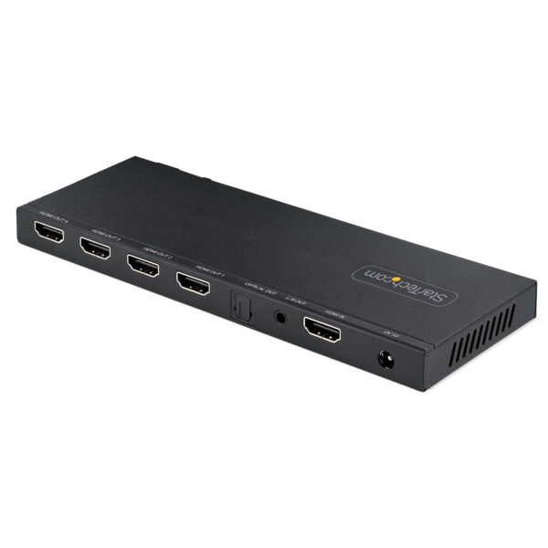 StarTech.com 4-Port 4K HDMI Splitter 1x4, 4K 60Hz HDMI 2.0 Video, 4k HDMI Verteiler mit integriertem Skalierer, 1 In 4 Out HDMI, 3.5mm/Optical Audio Port - Image 2