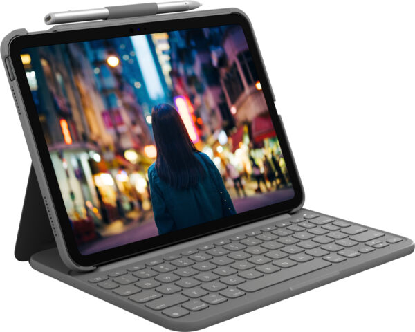 Logitech Slim Folio QWERTZ Deutsch Bluetooth Grau