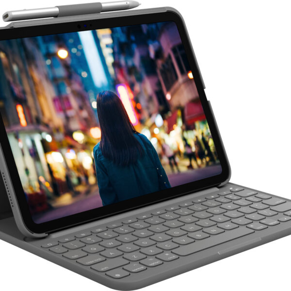 Logitech Slim Folio QWERTZ Deutsch Bluetooth Grau