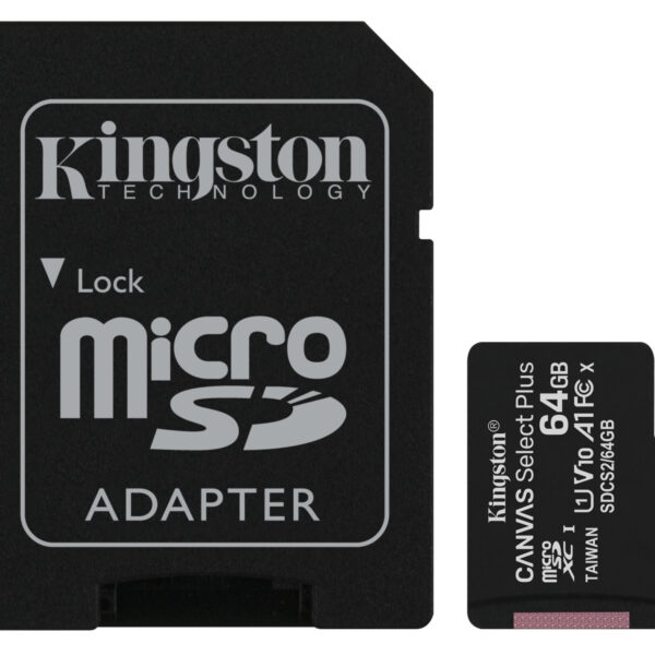 Kingston Technology 64GB micSDXC Canvas Select Plus 100R A1 C10 Speicherkarte + Adapter