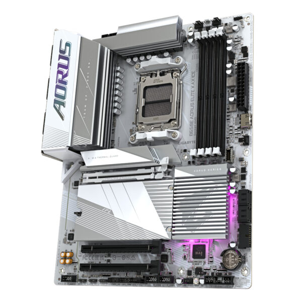 GIGABYTE B650E AORUS ELITE X AX ICE Mainboard - AMD Ryzen 9000er-Serie, 12+2+2 Phasen VRM, bis zu 8000 MHz DDR5 (OC), 1xPCIe 5.0 + 2xPCIe 4.0 M.2, 2,5 GbE LAN, WIFI 6E, USB 3.2 Gen 2 - Image 4