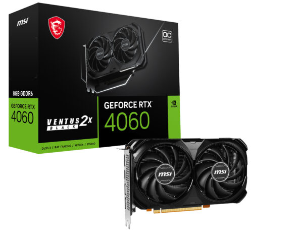 MSI VENTUS GEFORCE RTX 4060 2X BLACK 8G OC Grafikkarte NVIDIA 8 GB GDDR6