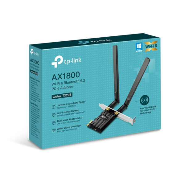 TP-Link AX1800 Wi-Fi 6 Bluetooth 5.2 PCIe Adapter - Image 2