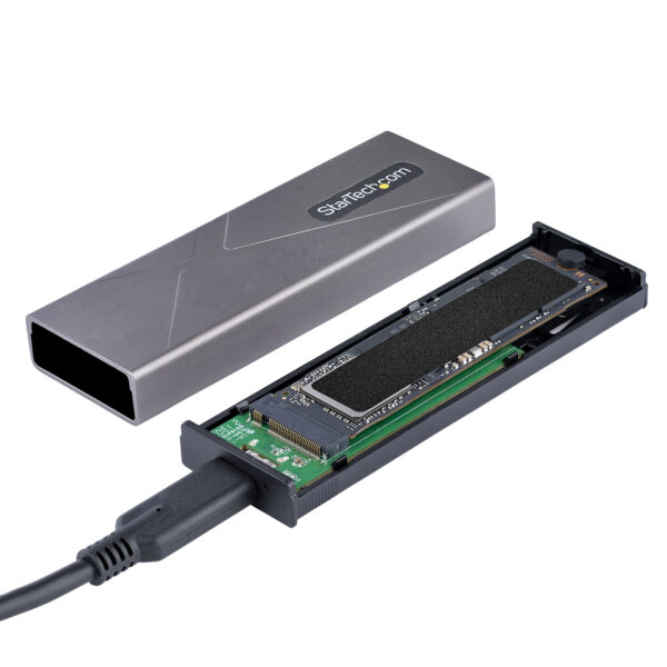 StarTech.com USB-C M.2 Externes Gehäuse für NVMe und SATA M.2 - USB-C/USB-A auf M.2 NVMe/SATA SSD - 10Gbit/s, M/B+M key M.2 Laufwerke - 2230/2242/2260/2280 - Aluminiumgehäuse - werkzeuglos - USB-C und USB-A Kabel - Image 6