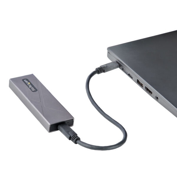 StarTech.com USB-C M.2 Externes Gehäuse für NVMe und SATA M.2 - USB-C/USB-A auf M.2 NVMe/SATA SSD - 10Gbit/s, M/B+M key M.2 Laufwerke - 2230/2242/2260/2280 - Aluminiumgehäuse - werkzeuglos - USB-C und USB-A Kabel - Image 7