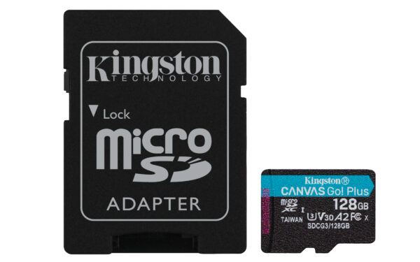 Kingston Technology 128GB microSDXC Canvas Go Plus 170R A2 U3 V30 Speicherkarte + Adapter