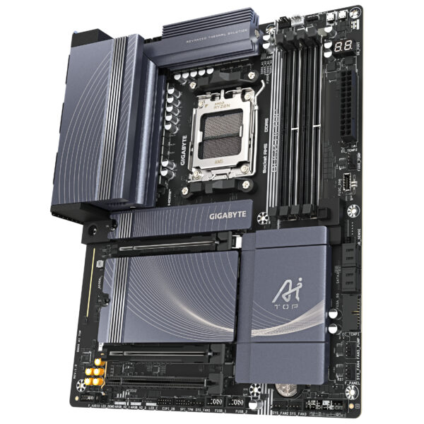 GIGABYTE B850 AI TOP Motherboard - AMD Ryzen 9000 Series CPUs, 16+2+2 Phasen Digital VRM, bis zu 8600MHz DDR5 (OC), 2xPCIe 5.0 + 1xPCIe 4.0 M.2, 10 GbE LAN, WIFI 7, USB 3.2 Gen 2x2 - Image 4