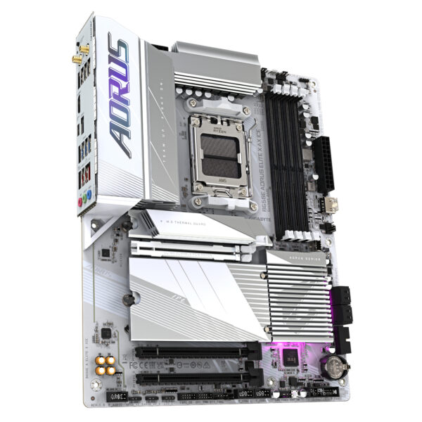 GIGABYTE B650E AORUS ELITE X AX ICE Mainboard - AMD Ryzen 9000er-Serie, 12+2+2 Phasen VRM, bis zu 8000 MHz DDR5 (OC), 1xPCIe 5.0 + 2xPCIe 4.0 M.2, 2,5 GbE LAN, WIFI 6E, USB 3.2 Gen 2 - Image 3