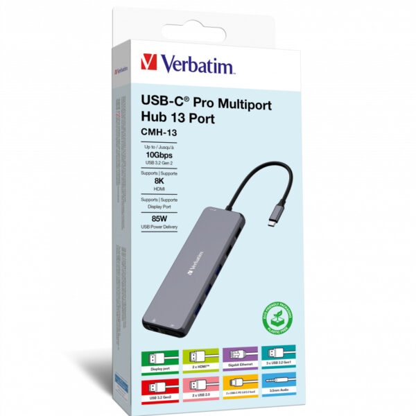 Verbatim CMH-13 USB Typ-C 10000 Mbit/s Silber